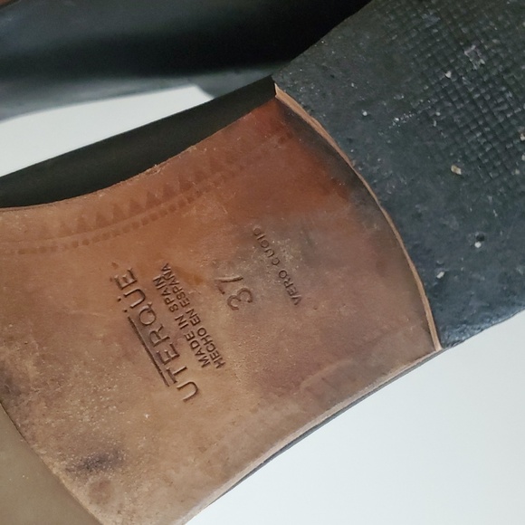 Uterque Vero Cuoio Black Leather Boots Size 37 Womens Zip Back - Picture 9 of 10